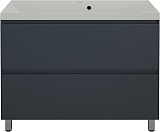 Style Line Тумба с кварцевой раковиной жасмин Манхэттен 100 Plus эмаль графит матовая